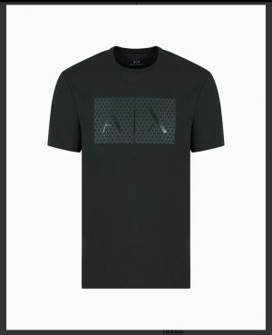 Arman i Exchange Black Premium Imported 240 GSM Interlock Fabric Round Neck Printed Logo Tshirt 3017