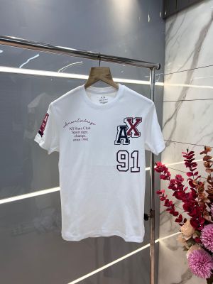 Arman i Exchange White Premium Imported 240 GSM Interlock Fabric Round Neck Printed Logo Tshirt 3023