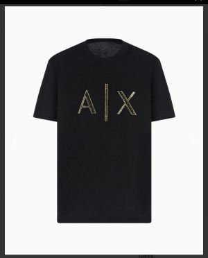 Arman i Exchange Black Premium Imported 240 GSM Interlock Fabric Round Neck Printed Logo Tshirt 3021