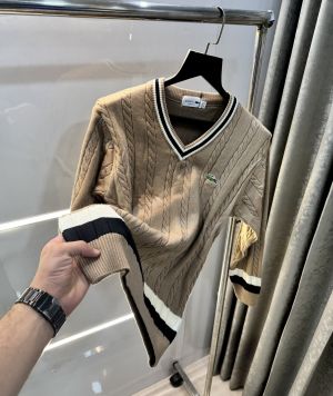 Lacost e Beige Embroidery Logo Premium Knitted Pull Over