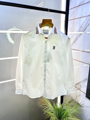 Burberr y White Embroidery Logo Premium Shirt With Brand Box Packing and carry bag F2816-WH