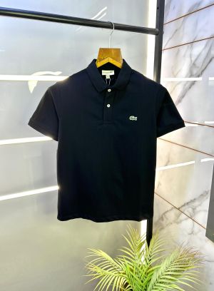 Lacost e Black Polo Premium Collar Neck T-shirt F2776-BL