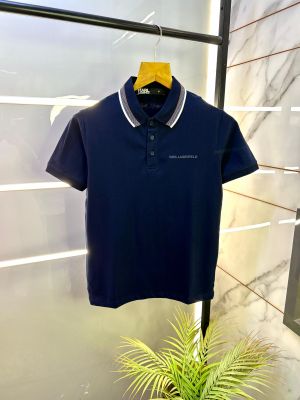 Karl Lagerfeld Blue Polo Premium Collar Neck T-shirt F2779-BU