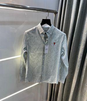 AMI PARIS GREY WHITE PREMIUM FRONT LOGO SHIRT