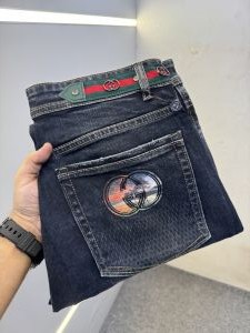 GUCC-I PREMIUM BLACK DENIM JEANS STRAIGHT FIT LENGHT 41