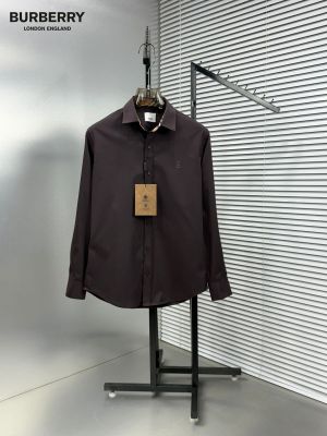 Burberr_y Chest Logo Full Sleeves Shirt Maroon