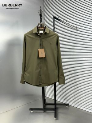 Burberr_y Chest Logo Full Sleeves Shirt Olive Green 