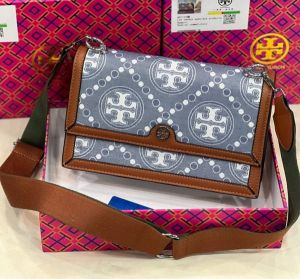 Tory_Burch_T Monogram Shoulder Bag With Adjustable Strap With OG Box & Dust Bag (Brown - 617)