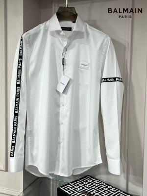 Balmain_Paris_White_Hand_Patch_Work_Shirt_With_Premium_Box_Packing_And_Carry_Bag_(848)
