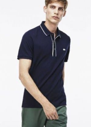 Lacost e Navy Premium Polo T shirt cotton Pique fabric with Collar Design 2682