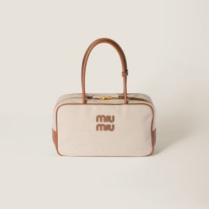 Miu Miu Beau Canvas And Leather Bag 2159 Brown