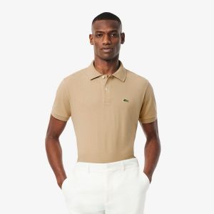 Lacost e Beige Embroidery Logo Premium Polo T-Shirt