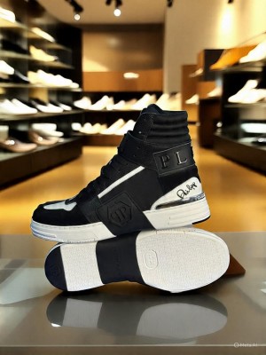 PHILIPP PLEINN MULTI LEATHER HIGH TOP SNEAKERS