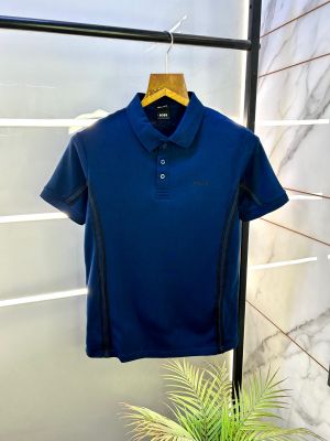 Hugo_Boss Blue Premium Collar Neck Polo T-shirt F3013-BU