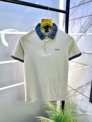 Hugo_Boss Grey Premium Collar Neck Polo T-shirt F3013-GY1