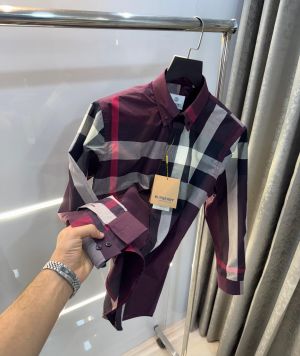 Burberr y Dark maroon Checks Premium Classic Shirt