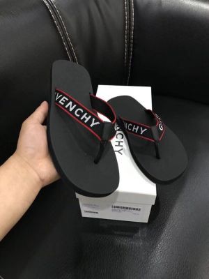 Givenchy mens flip flops black with red border and prominent lettering