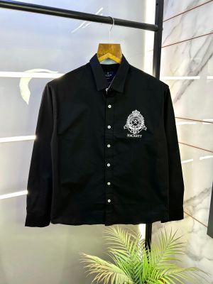 Hacket t Black Oxford Lycra Embroidery Logo Premium Shirts