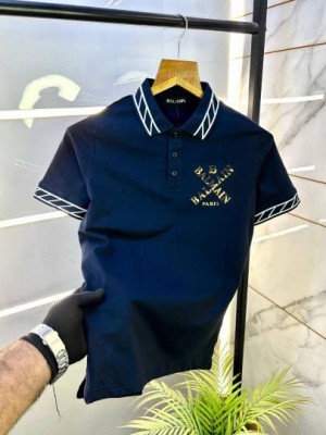 Balmai n Paris Logo Imported Navy Collar Neck Premium T shirt F2831 NY