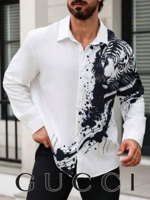 Gucc_i Tiger Print Box Pack Full Sleeves Shirt White 