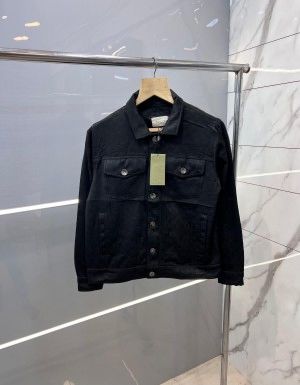 Gucc i Black Monogram Imported Jacquard Fabric Jacket With Carry Bag (1564)