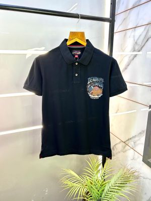 Us Polo Black Back Printed Collar Neck Premium T-shirt F2845-BL