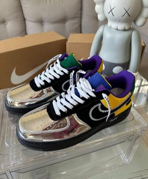 Air Force 1 Low x L V Virgil Abloh Black Metallic Silver