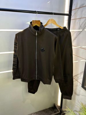Balmai n Paris Dark Grey Imported Embossed Print Premium Track Suit Brand Carry Bag Packing F1669-DGY