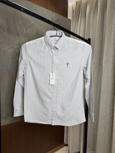 AMI PARIS GREY WHITE PRREMIUM OXFORD SHIRT AMI PARIS GREY WHITE PRREMIUM OXFORD SHIRT