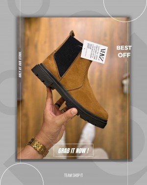 zaraa chunky suede chelsea boots