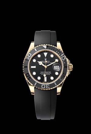 ROLEX YACHT MASTER OYSTER FLEX GOLD BLACK
