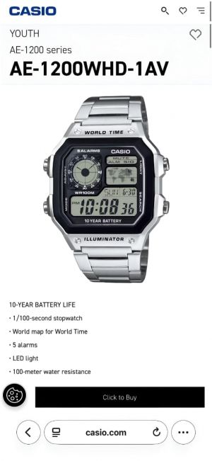 Casio Vintage AE-1200WHD-1AV Youth Model Series