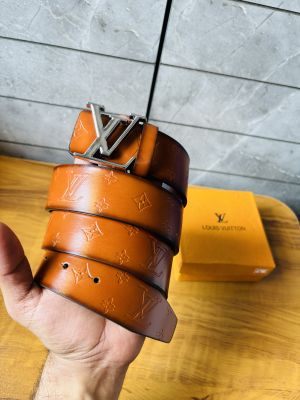 15 LV LOUIS VUITTO_N SILVER TAN PREMIUM QUALITY BELT