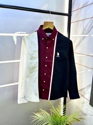 Us Polo Maroon Oxford Lycra Premium Shirt F2766-MA Us Polo Maroon Oxford Lycra Premium Shirt F2766-MA