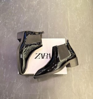 Handmade Patent Chelsea high heels boots 3 inch apprx black