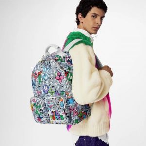 Louis_Vuitton_LV M21846 Character Premium Unisex Backpack With Dust Bag (White - 679) Louis_Vuitton_LV M21846 Character Premium Unisex Backpack With Dust Bag (White - 679)
