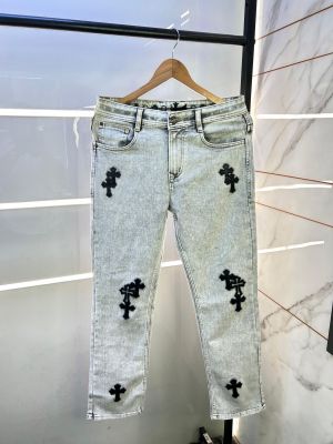 Chrome Hearts Light Grey Imported Super Premium Denim F2969-LGY Chrome Hearts Light Grey Imported Super Premium Denim F2969-LGY