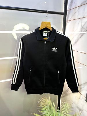 Adida s Logo Imported Black Super Premium Zipper Jacket F2258-BL Adida s Logo Imported Black Super Premium Zipper Jacket F2258-BL