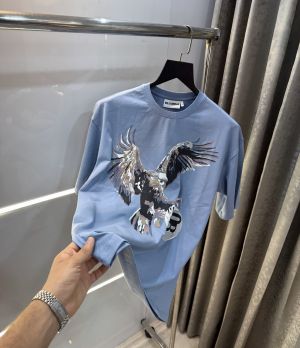 Bluorang Sky Blue Eagle Print Imported Oversized T-Shirt Bluorang Sky Blue Eagle Print Imported Oversized T-Shirt
