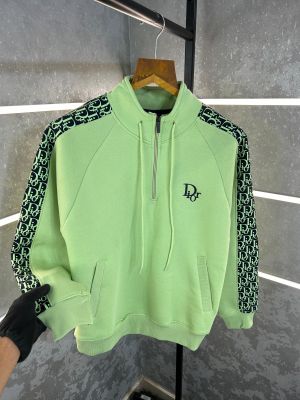 Christian Dio r Imported Monogram Print Pista Super Premium Half Zipper Hoodie F1081 Christian Dio r Imported Monogram Print Pista Super Premium Half Zipper Hoodie F1081