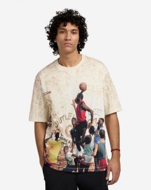 Air Jordan Beige Logo Print Imported Oversized T-Shirt Air Jordan Beige Logo Print Imported Oversized T-Shirt