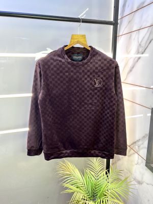 Louis_Vuitton Velvet Brown Imported Super Premium Sweatshirts F1084-BR Louis_Vuitton Velvet Brown Imported Super Premium Sweatshirts F1084-BR