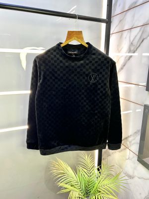 Louis_Vuitton Velvet Black Imported Super Premium Sweatshirts F1084-BL Louis_Vuitton Velvet Black Imported Super Premium Sweatshirts F1084-BL