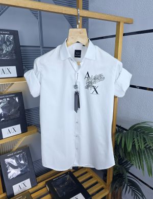 AX LOGO PLAIN SHIRTS WHITE  M91-W AX LOGO PLAIN SHIRTS WHITE  M91-W