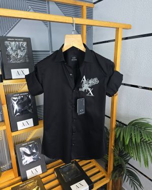 AX LOGO PLAIN SHIRTS BLACK M91-B AX LOGO PLAIN SHIRTS BLACK M91-B