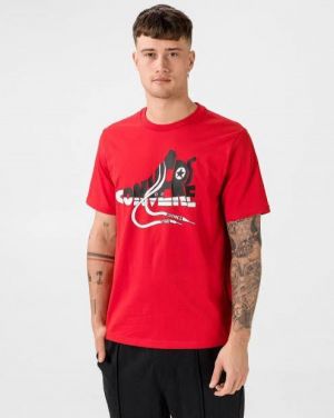 Convers e All Star Red Shoe Print Imported Oversized T-Shirt  Convers e All Star Red Shoe Print Imported Oversized T-Shirt