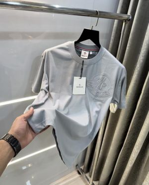 Moncle r Grey Embroidery Logo Imported Oversized T-Shirt Moncle r Grey Embroidery Logo Imported Oversized T-Shirt