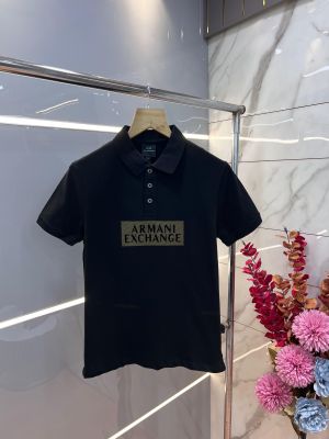 Arman i Exchange Black Premium Cotton Lycra Pique fabric Polo Tshirt with Printed Logo 3120 Arman i Exchange Black Premium Cotton Lycra Pique fabric Polo Tshirt with Printed Logo 3120
