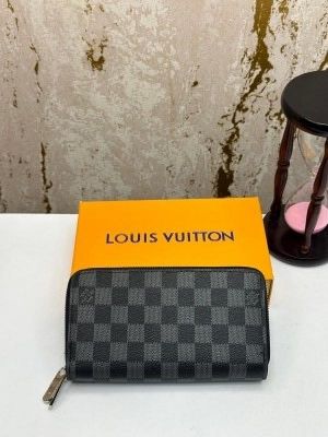 LOUIS_VUITTON DOUBLE ZIPPER PREMIUM WALLET WITH BOX 078- (BLACK SQUARE) LOUIS_VUITTON DOUBLE ZIPPER PREMIUM WALLET WITH BOX 078- (BLACK SQUARE)
