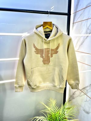 Under Armou r Beige Imported Printed Super Premium Hoodie F2976-BE